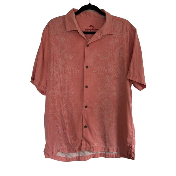 Tommy‎ Bahama Men’s 100% Silk Hawaiian Flower Shirt Size Large - Picture 1 of 11